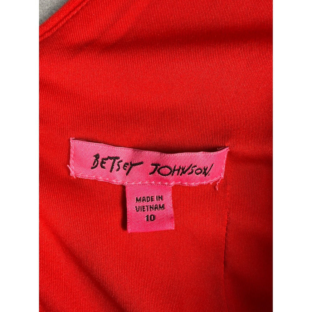 Betsey Johnson Red Wrap V-Neck Spaghetti Strap Midi Cocktail Dress Women 10 - Picture 6 of 7